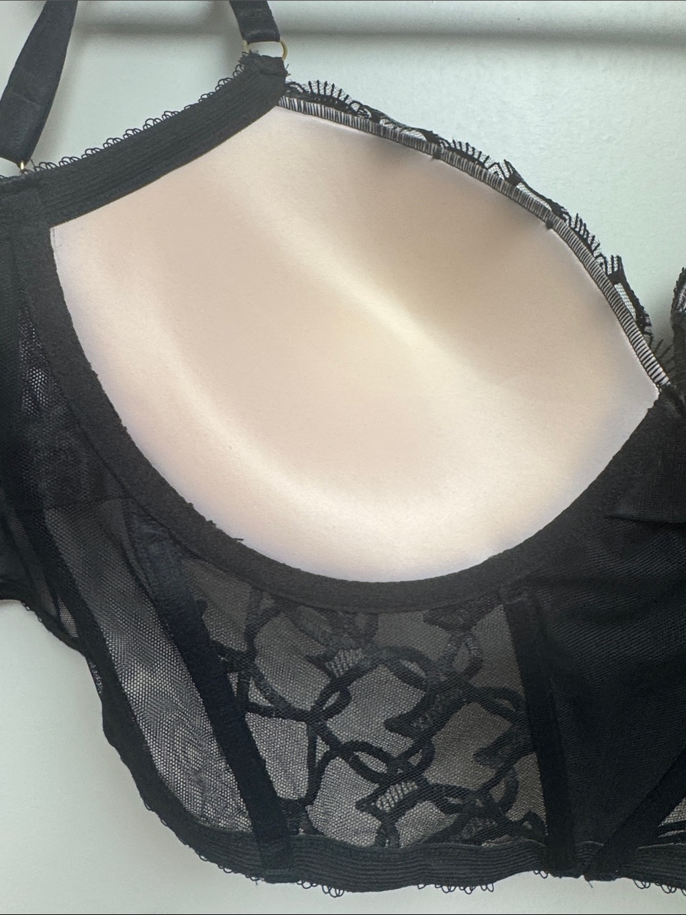 Victoria's Secret Very Sexy Push-Up Black Corset Bra Top w/ Hearts Sheer Lace - Picture 7 of 7